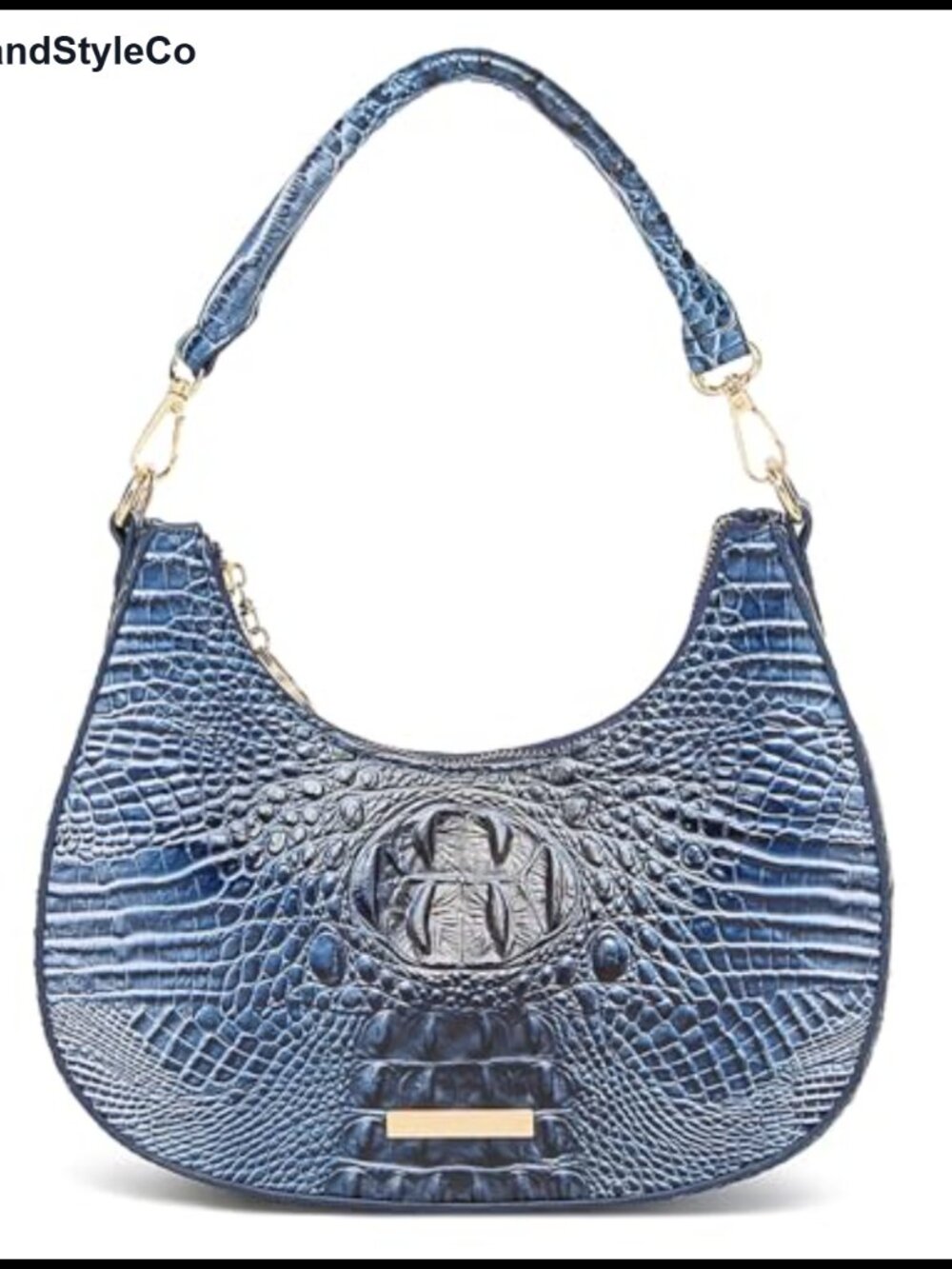 Vegan Leather Crocodile Hobo Bag Women's Crescent Shoulder Purse